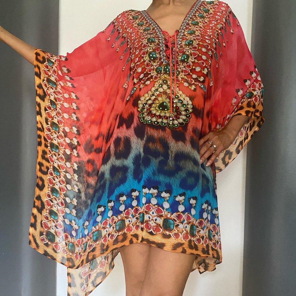 Vibrant animal-print Kaftan